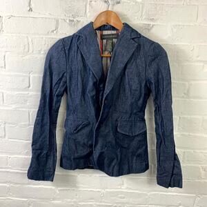Banana Republic Women's Front Button Chambray Blazer Jacket Blue Size 0